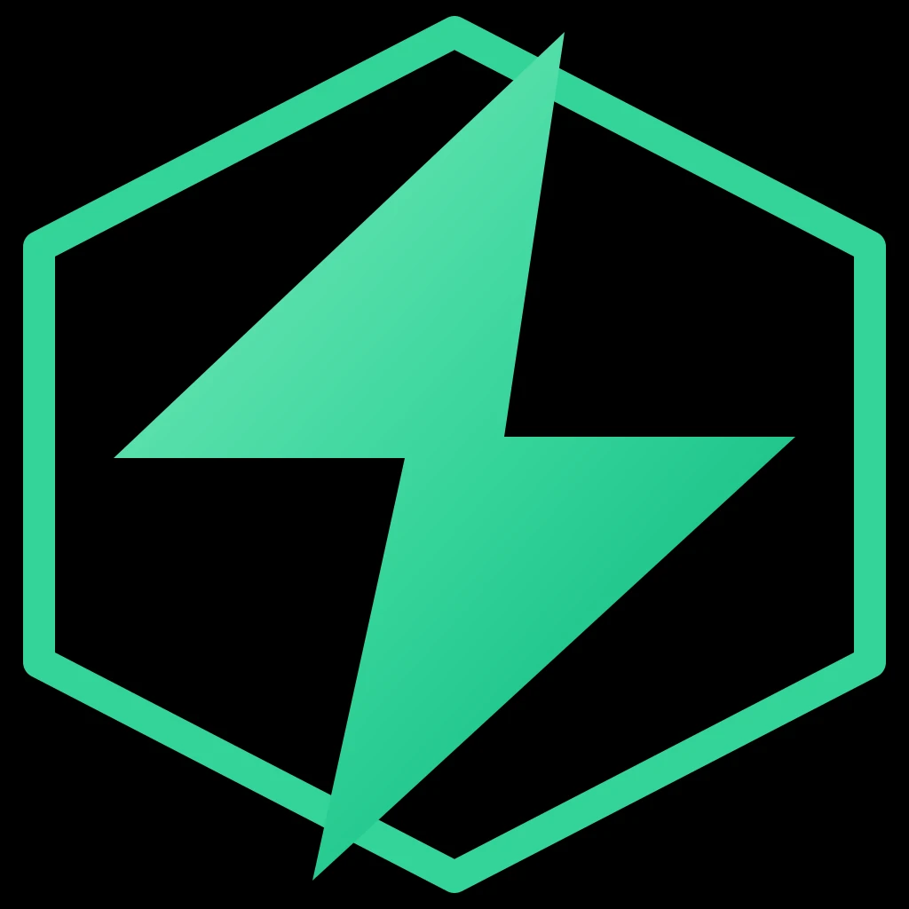 CatchTex symbol large — green hexagon with lightning bolt